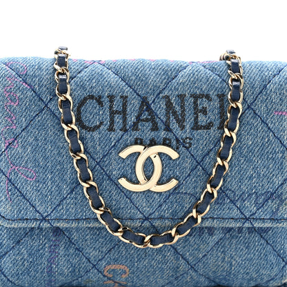 Chanel Denim Quilted Denim Mood Clutch With Chain Blue Multicolor 8 of 11