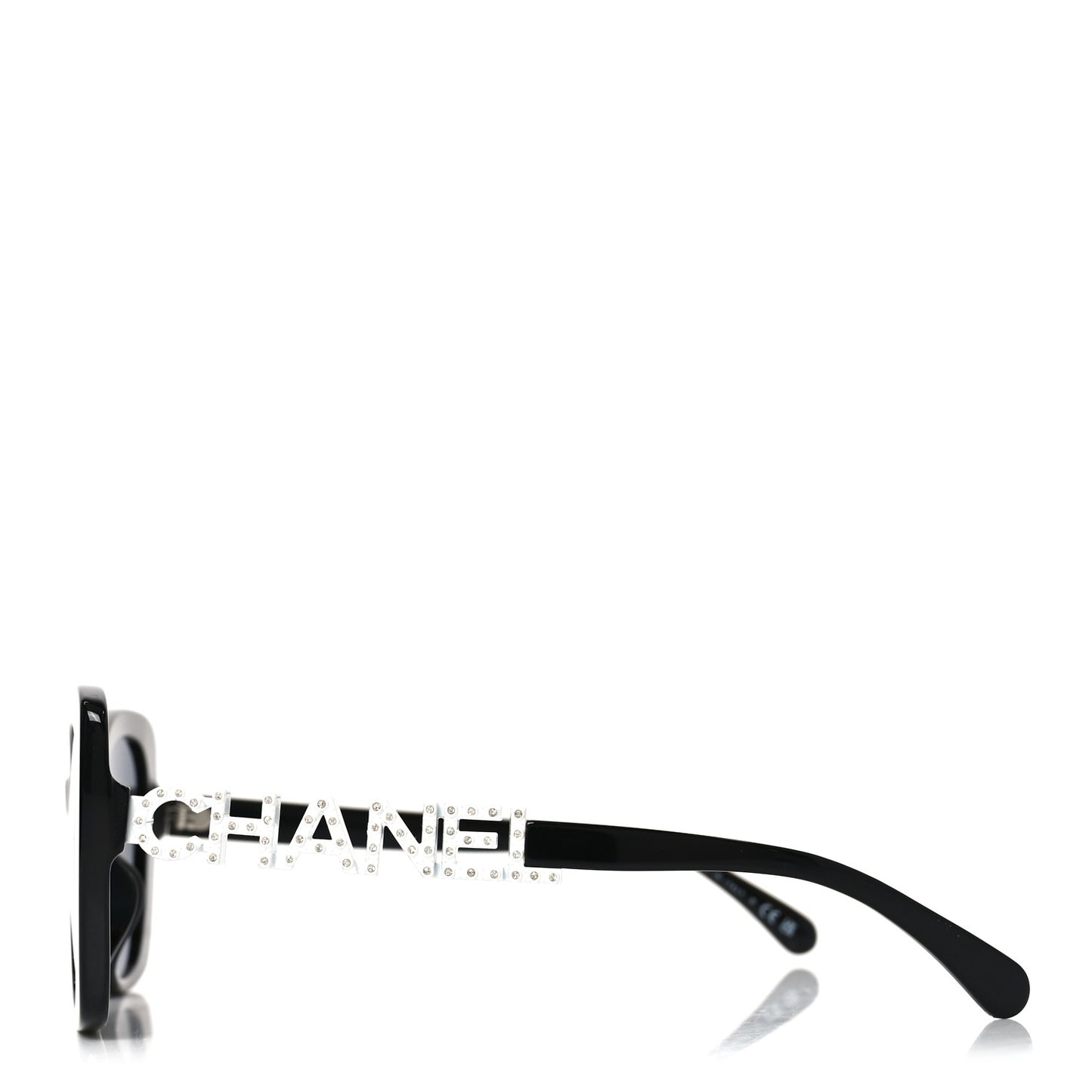 Acetate Strass Square Sunglasses 5422-B-A Black White