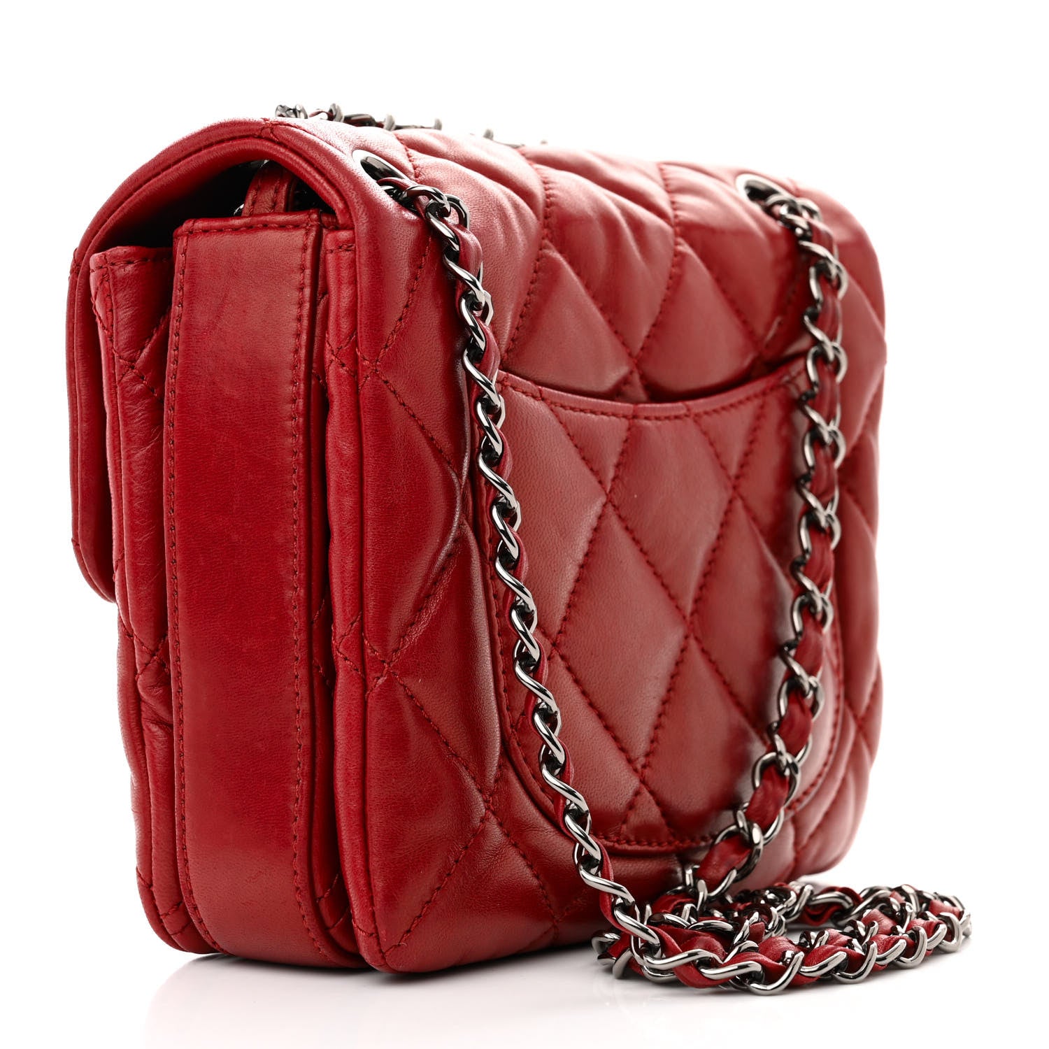 Chanel Lambskin Quilted Mini Chanel 3 Flap Red 3 of 10