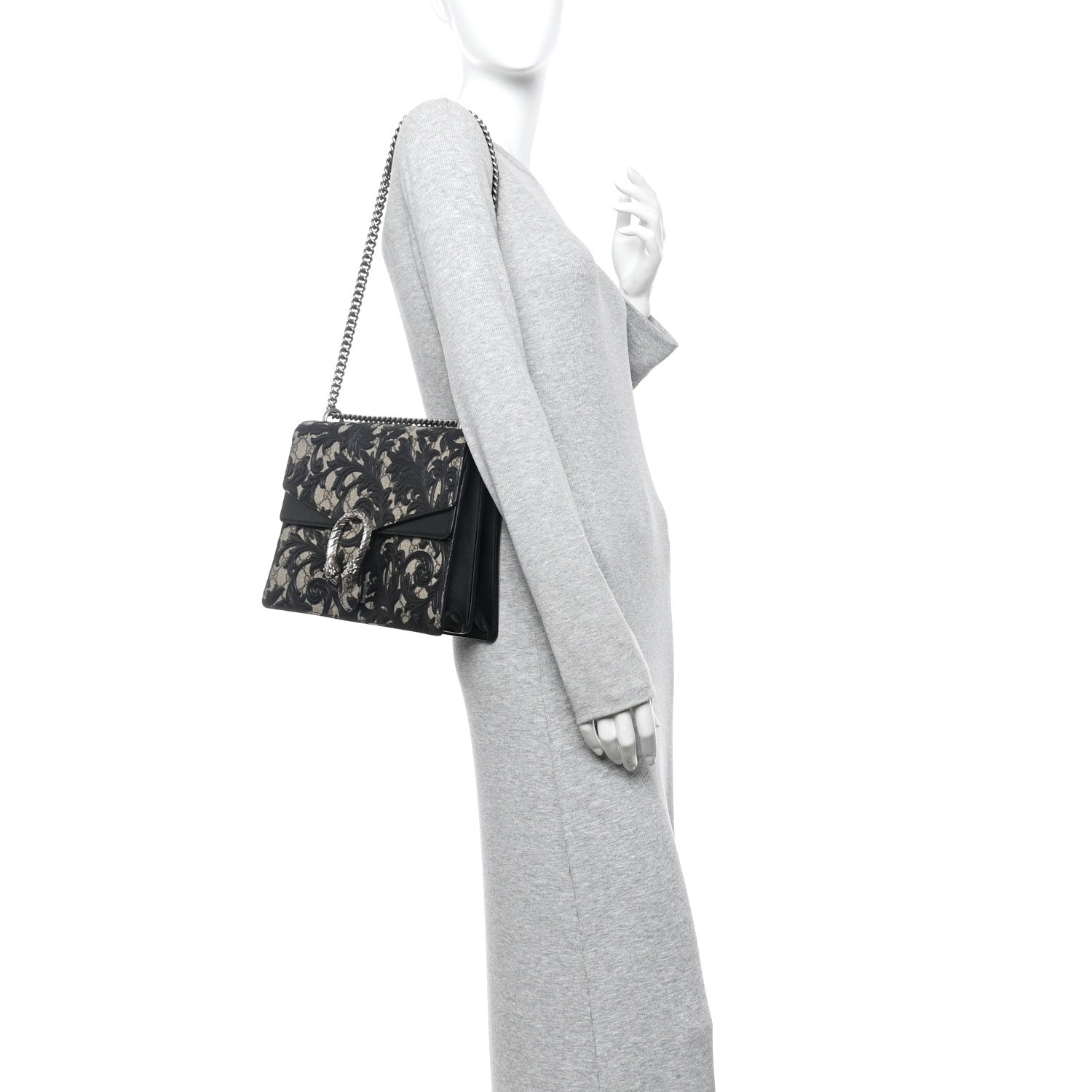 Gucci GG Supreme Monogram Arabesque Medium Dionysus Shoulder Bag Black 2 of 14