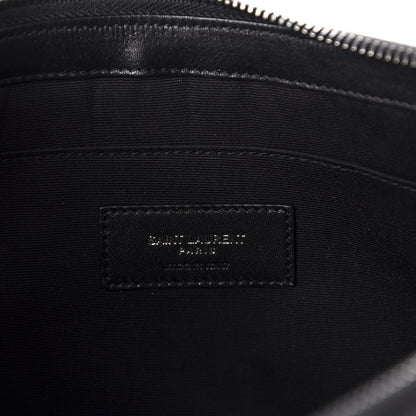 Saint Laurent Linen Canvas Rive Gauche Zipped Pouch Optic White 8 of 11