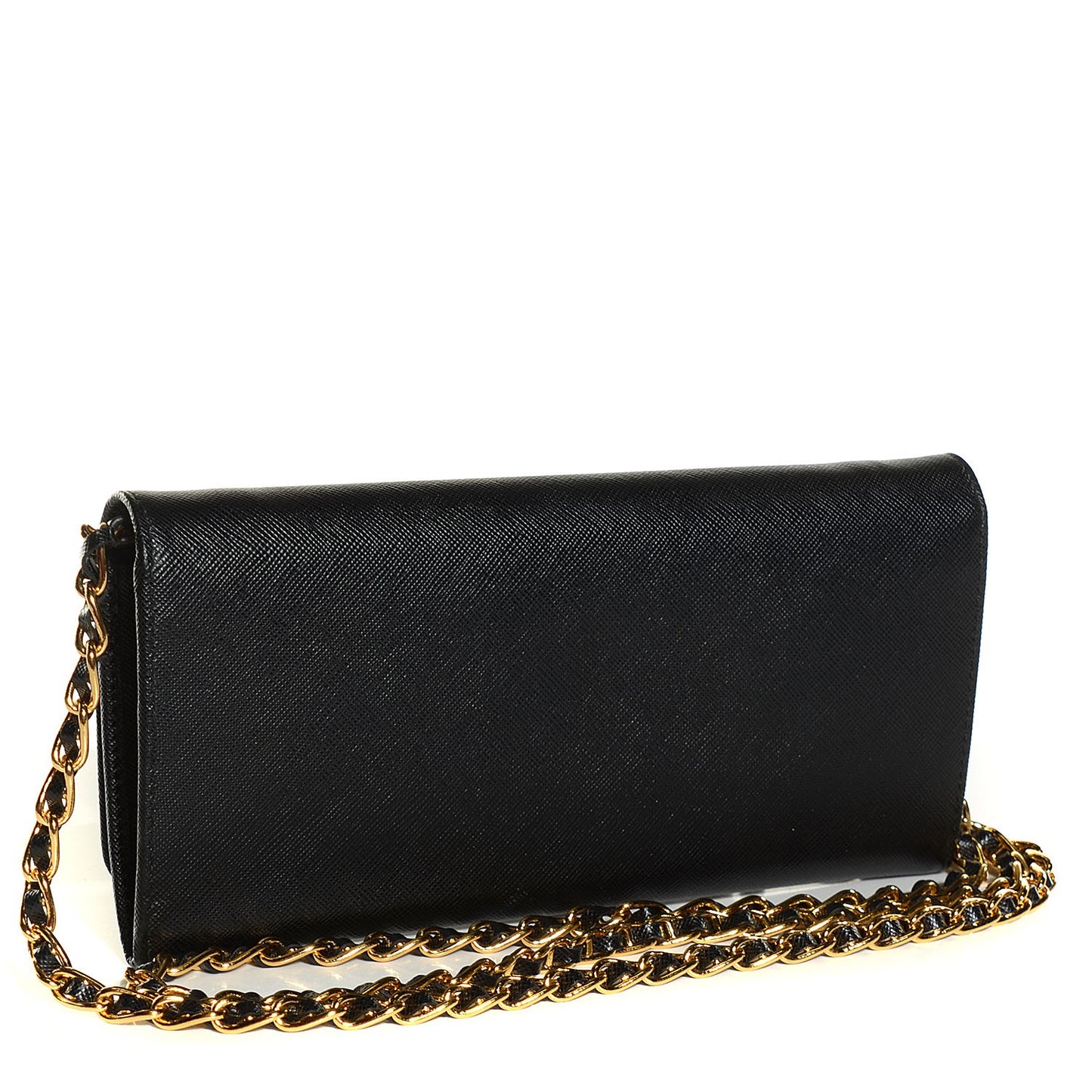 Saffiano Metal Oro Chain Wallet Nero Black