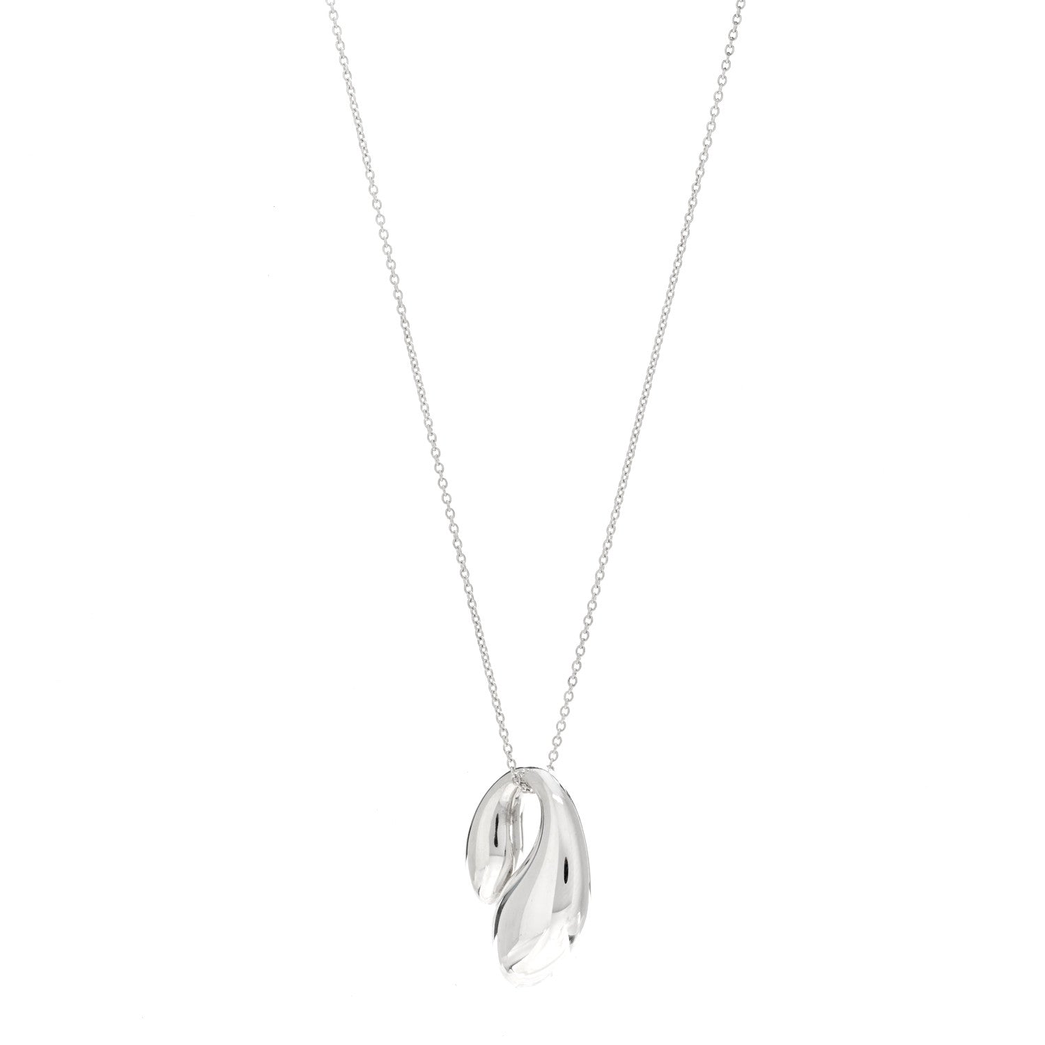 Tiffany Sterling Silver Elsa Peretti Double Teardrop Pendant Necklace 1 of 5