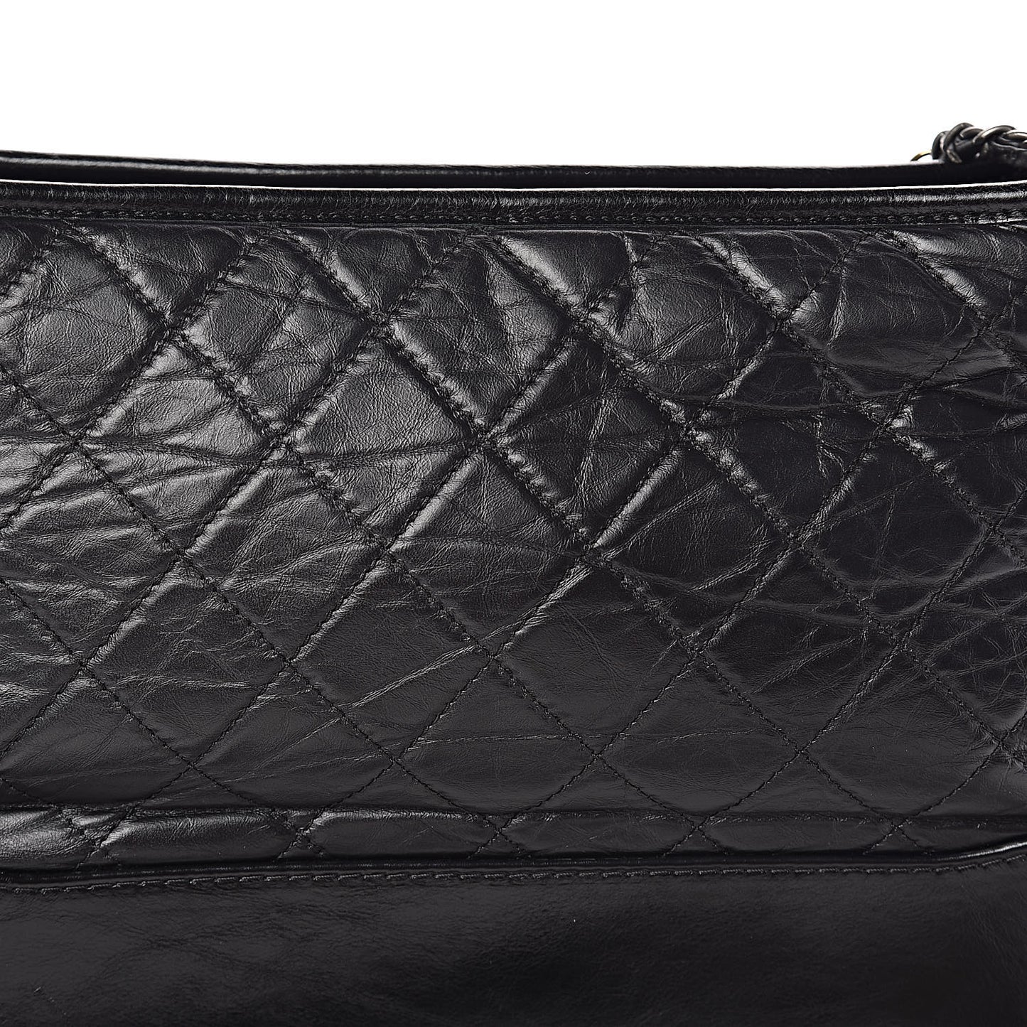 Aged Calfskin Quilted Medium Gabrielle Hobo Black