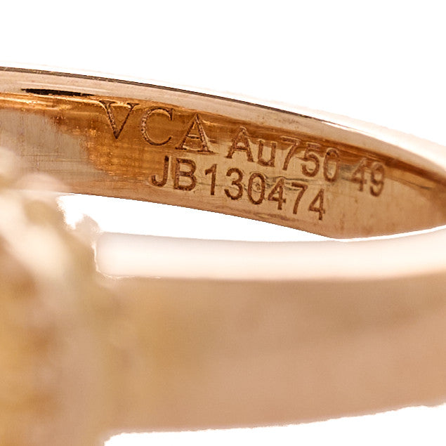 18K Rose Gold Diamond Vintage Alhambra Ring 49 5