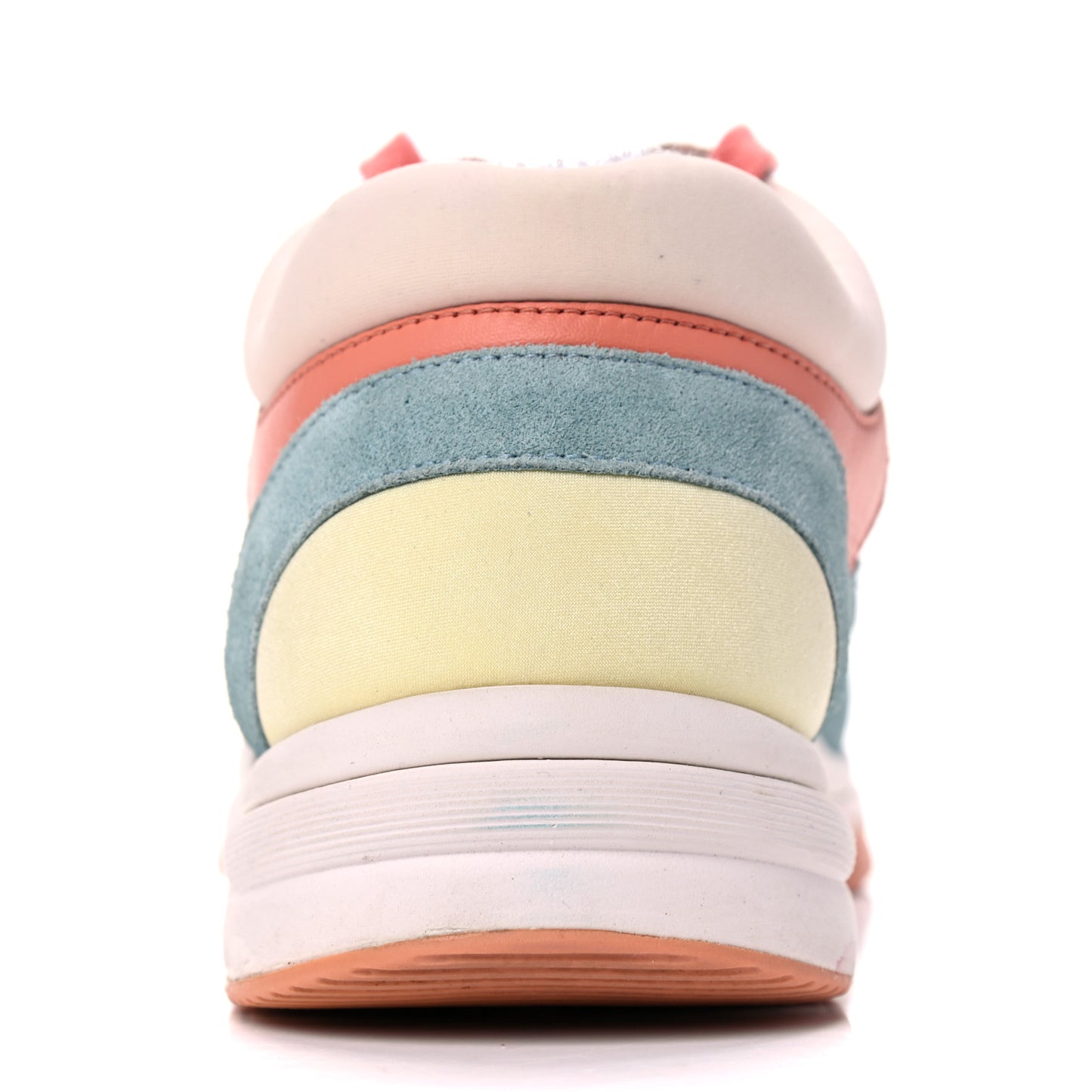 Nylon Lambskin Suede Calfskin CC Sneakers 38.5 Coral Light Blue White
