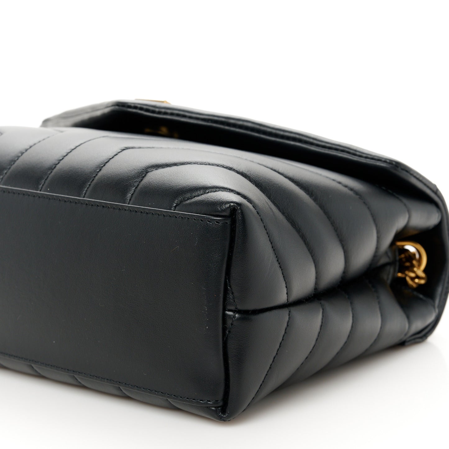 Calfskin Y Quilted Monogram Small Loulou Chain Satchel Black