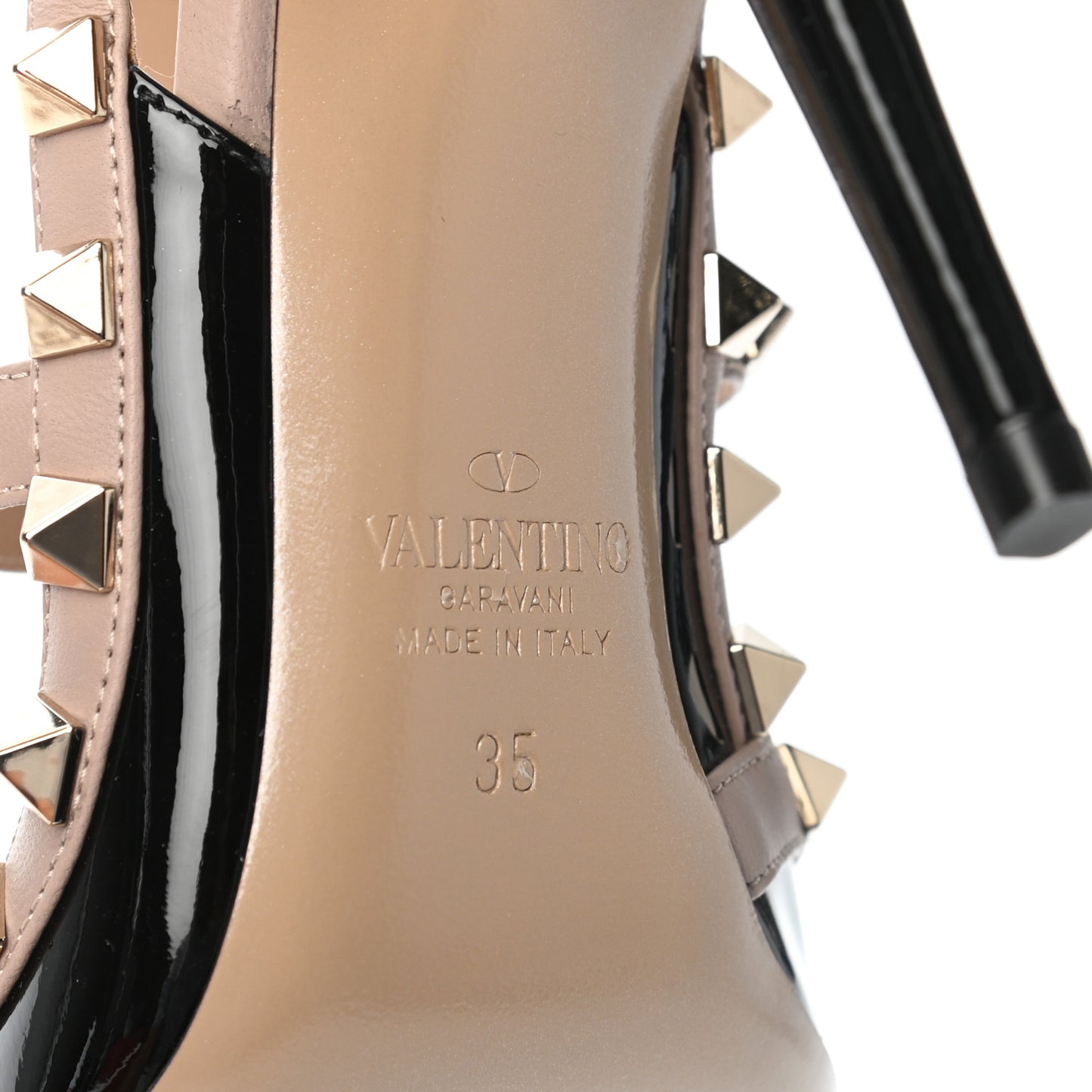 Patent Nappa Rockstud Ankle Strap 100mm Pumps 35 Black Poudre