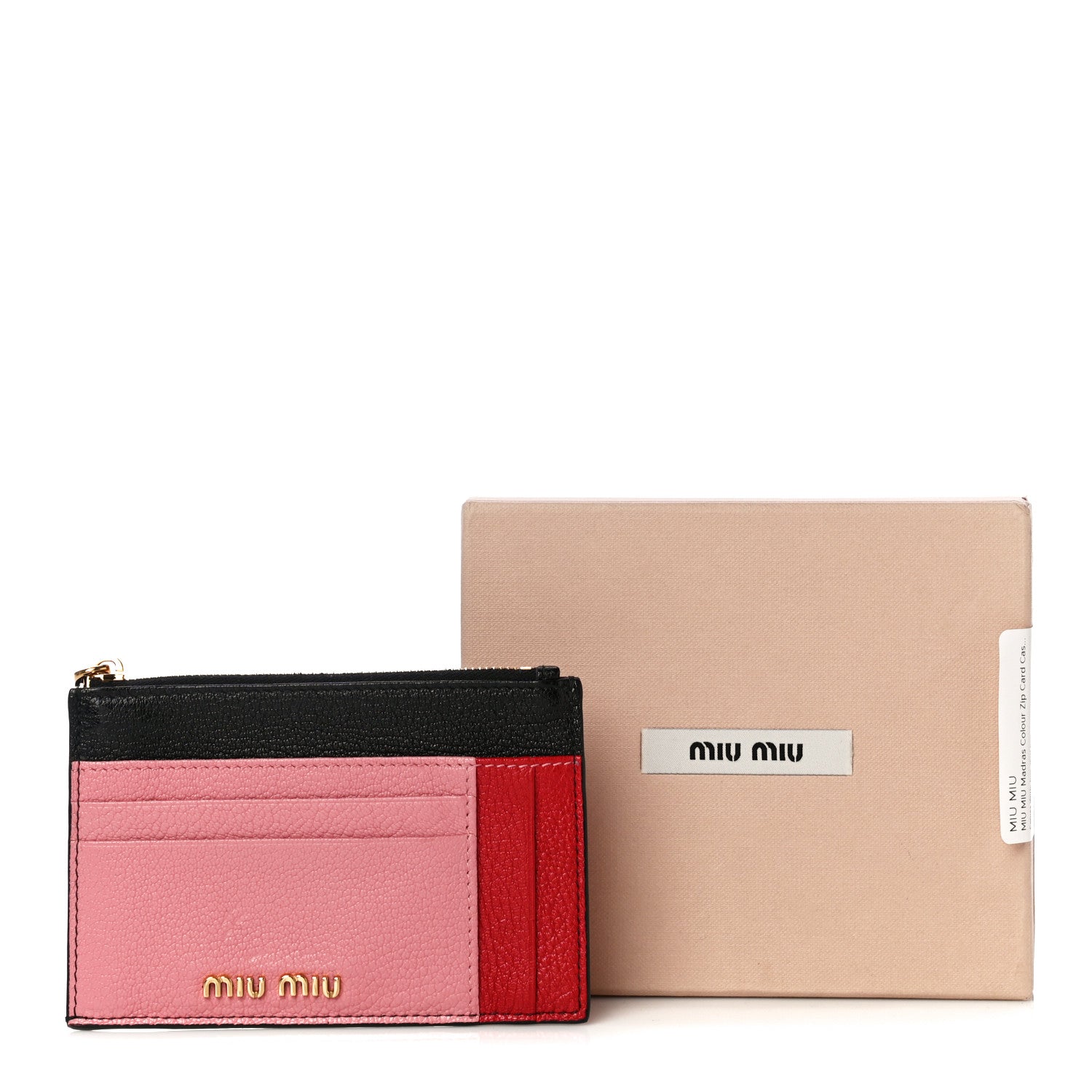Miu Miu Madras Colour Zip Card Case Rosa 11 of 11