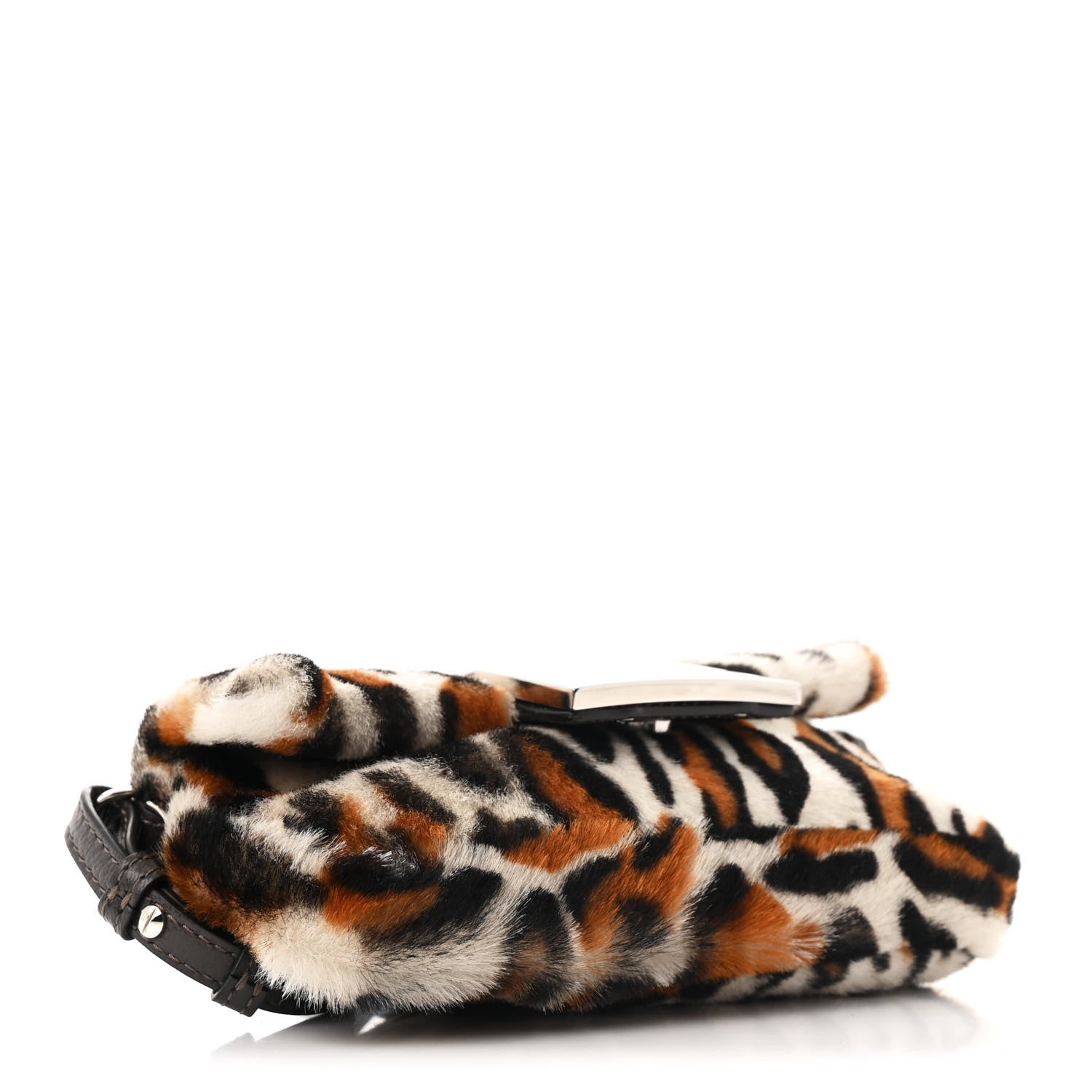 Fendi Calf Hair Leopard Print Phone Baguette Moro 4 of 10