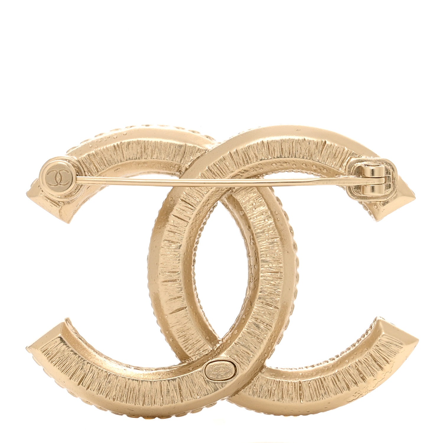 Chanel Metal Chain Quilted CC Brooch Gold 3 of 4