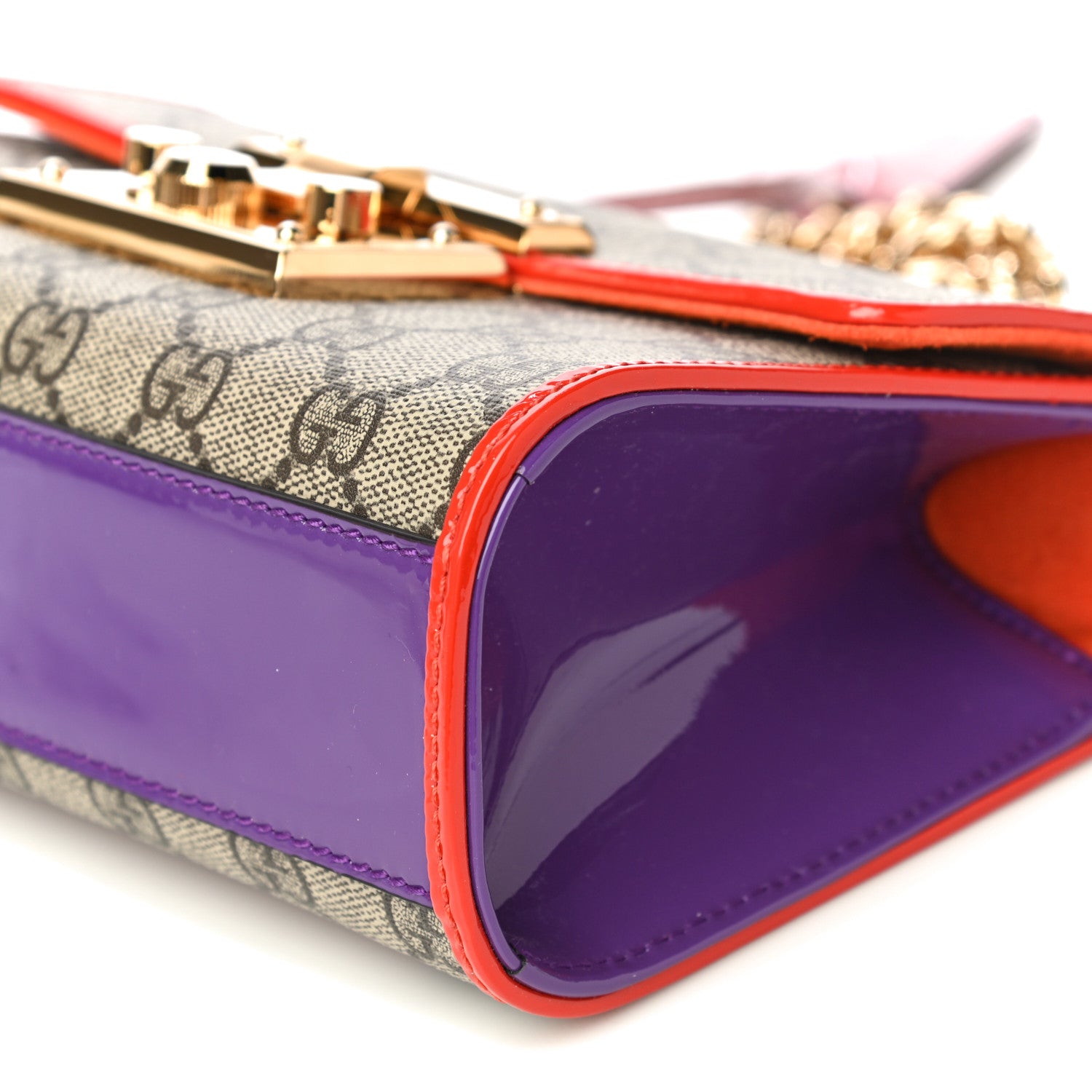 Gucci GG Supreme Monogram Patent Small Padlock Shoulder Bag Multicolor 7 of 13