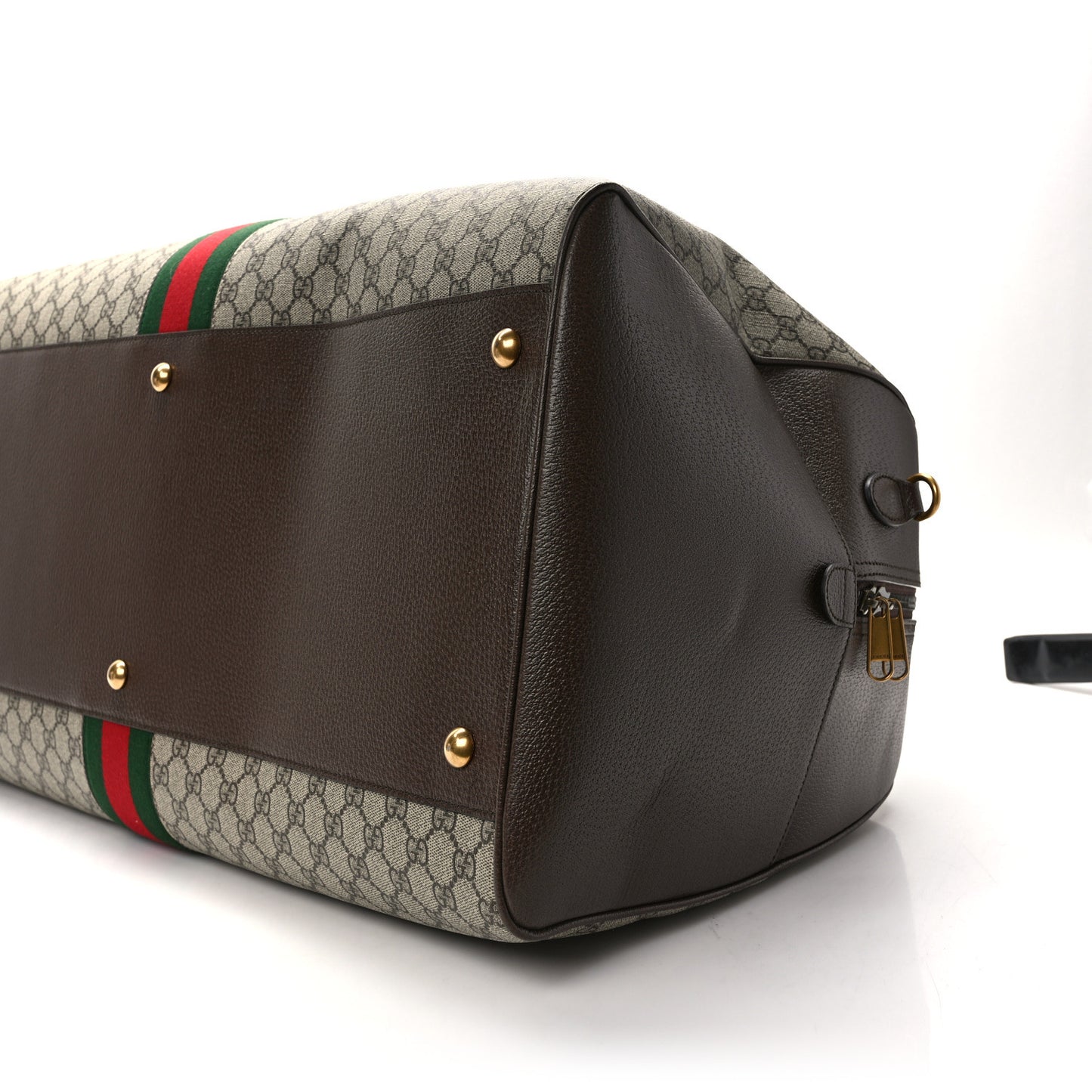 GG Supreme Monogram Textured Dollar Calfskin Web Large Savoy Bowling Bag Beige Ebony New Acero