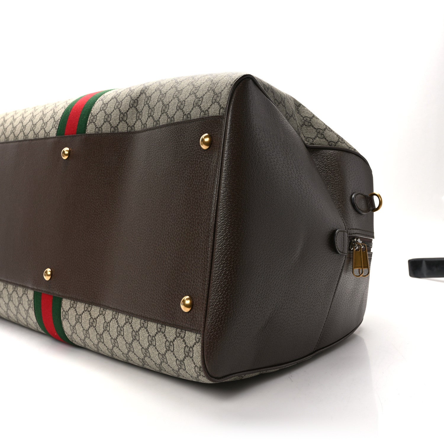 Gucci GG Supreme Monogram Textured Dollar Calfskin Web Large Savoy Bowling Bag Beige Ebony New Acero 7 of 9