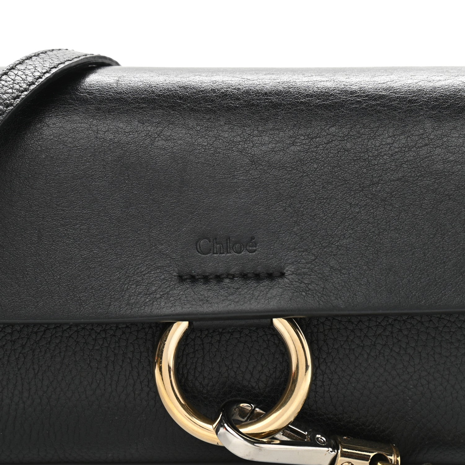 Chloe Grained Calfskin Lambskin Small Faye Shoulder Bag Black 7 of 9