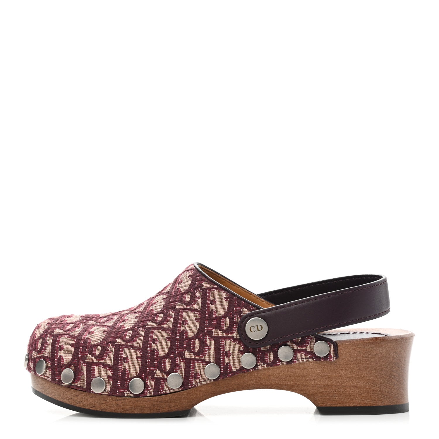 Christian Dior Canvas Oblique Diorquake 20mm Slingback Clogs 37 Deep Amaranth 1 of 9