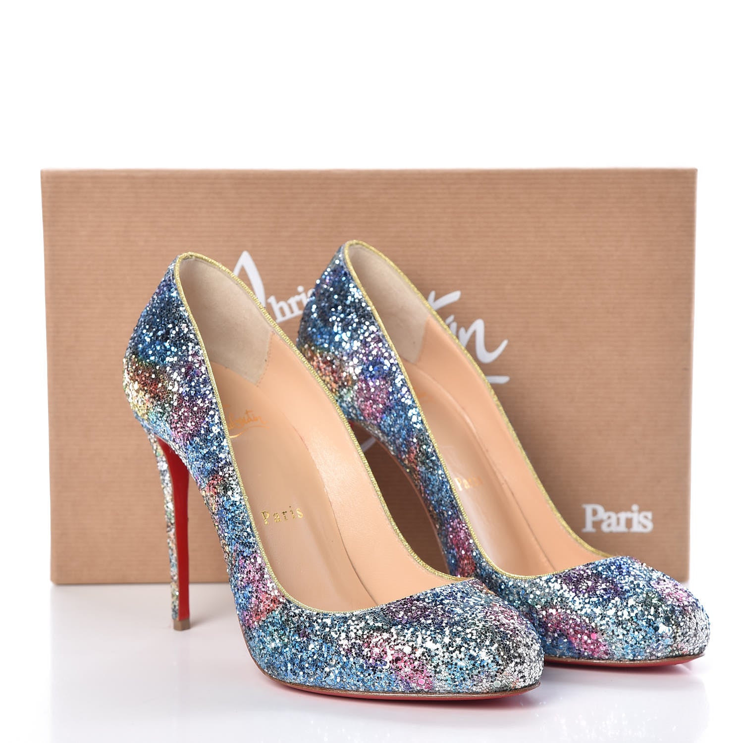 Christian Louboutin Glitter Dorissima 100 Pumps 37.5 Horizon Gold 8 of 8