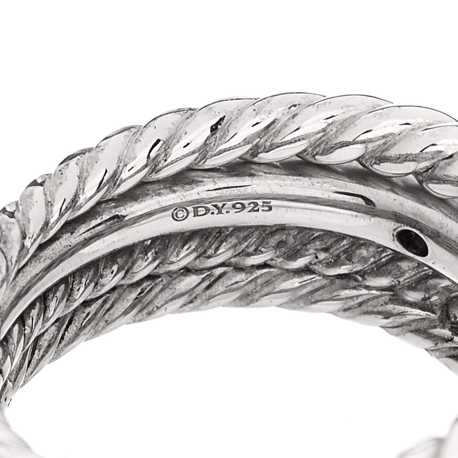 David Yurman Sterling Silver Diamond 16mm Stax Wide Stacked Ring 57 8 4 of 4