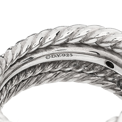 David Yurman Sterling Silver Diamond 16mm Stax Wide Stacked Ring 57 8 4 of 4