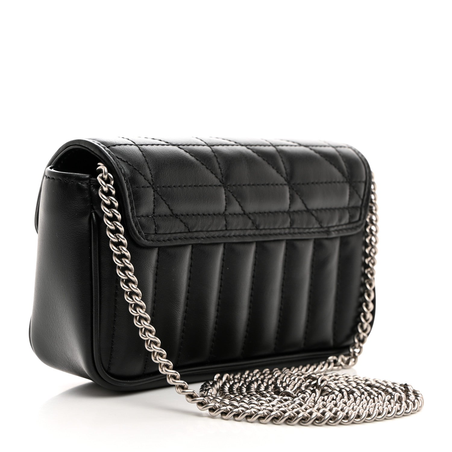 Gucci Calfskin Matelasse Aria Super Mini GG Marmont Shoulder Bag Black 3 of 10