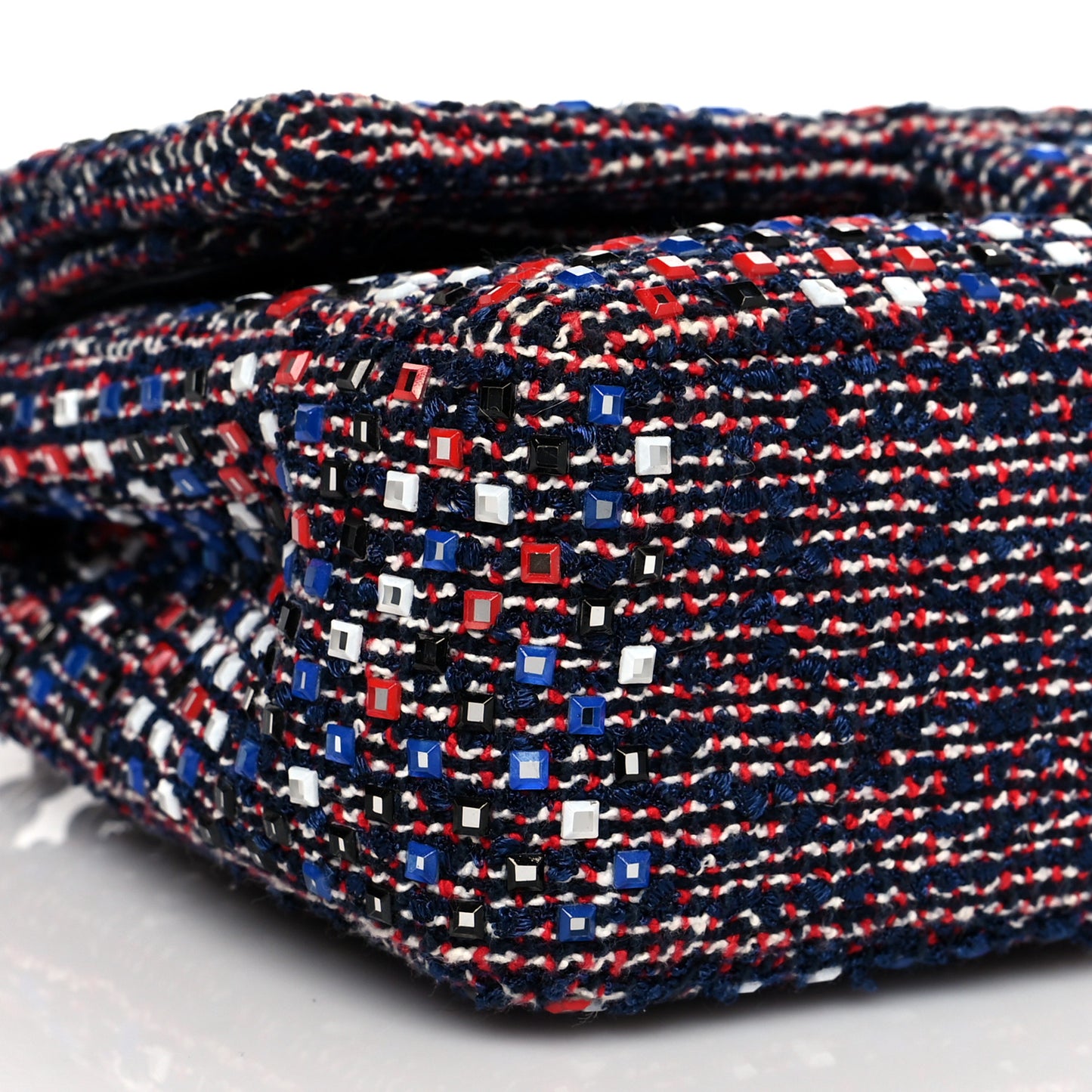 Sequin Tweed Medium Double Flap Red White Blue