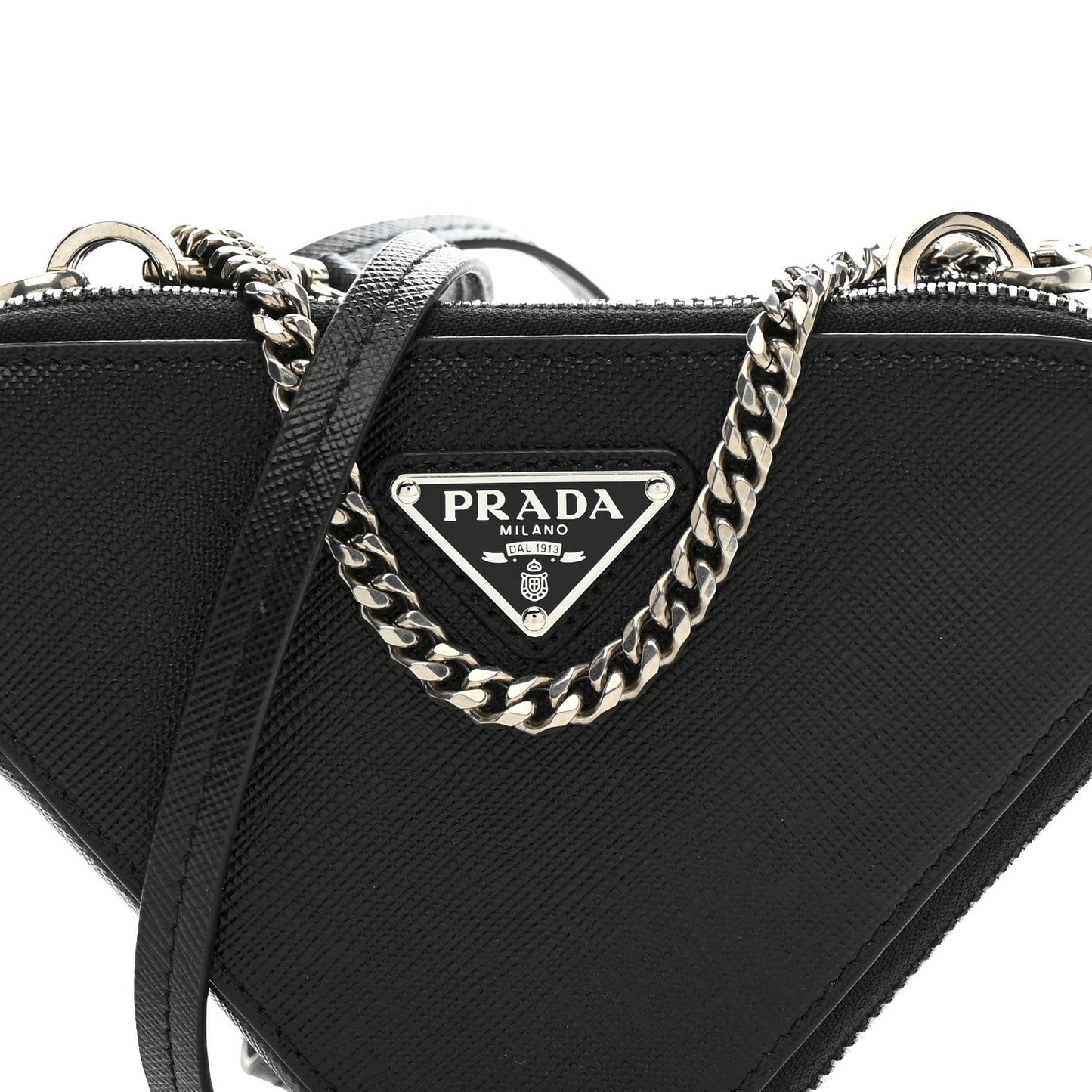 Saffiano Mini Triangle Crossbody Pouch Black
