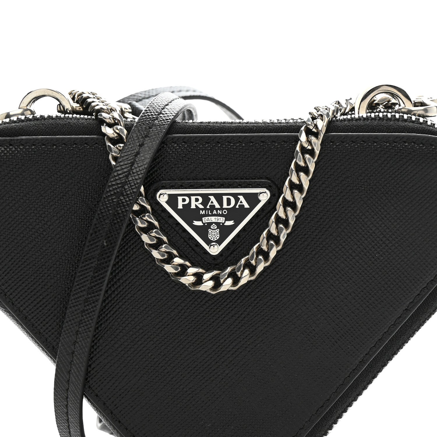 Prada Saffiano Mini Triangle Crossbody Pouch Black 10 of 12