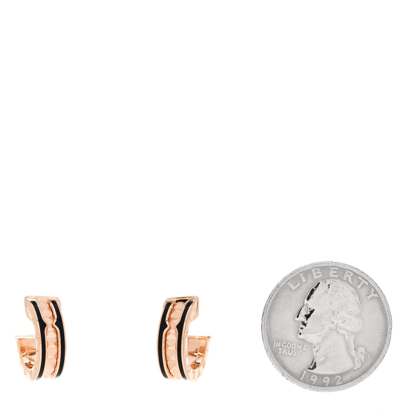 18K Rose Gold Black Ceramic B.Zero1 Rock Hoop Earrings
