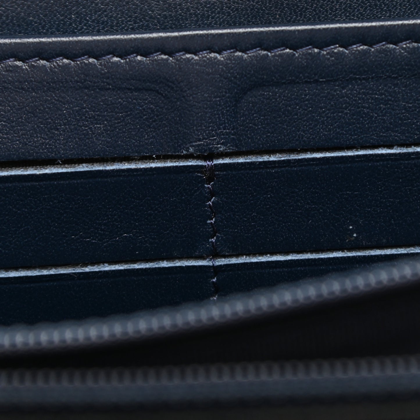 Patent Calfskin Quilted Large Gusset Zip Around Wallet Blue