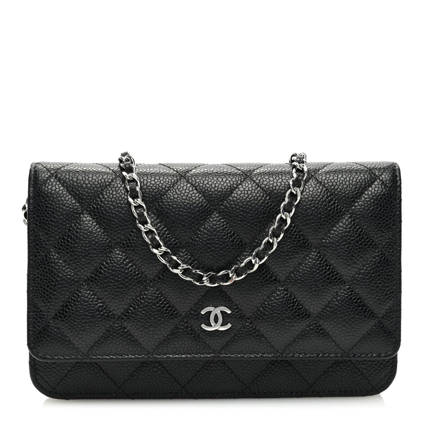 Caviar Quilted Wallet on Chain WOC Black