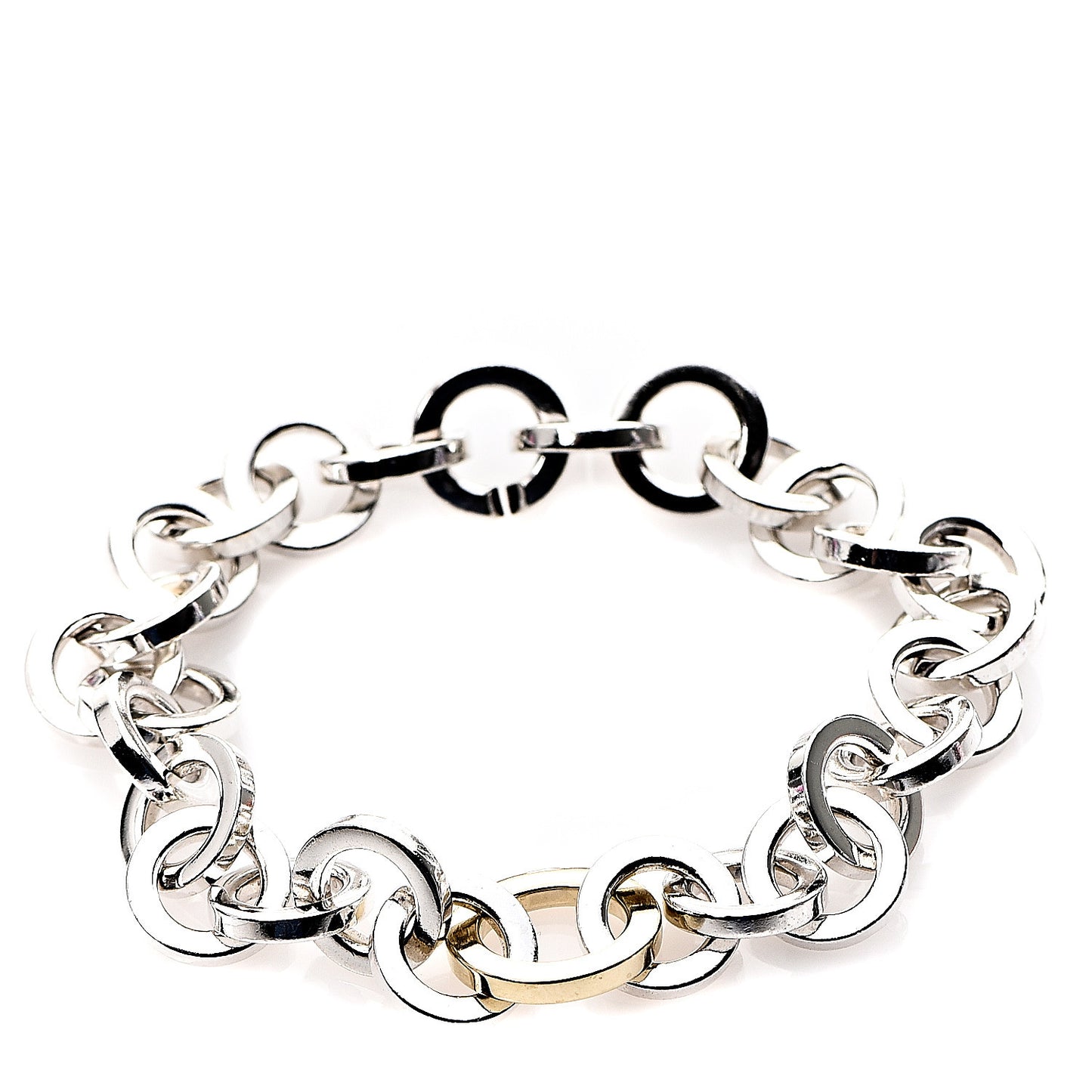 Sterling Silver 18K Yellow Gold Circle Link Bracelet