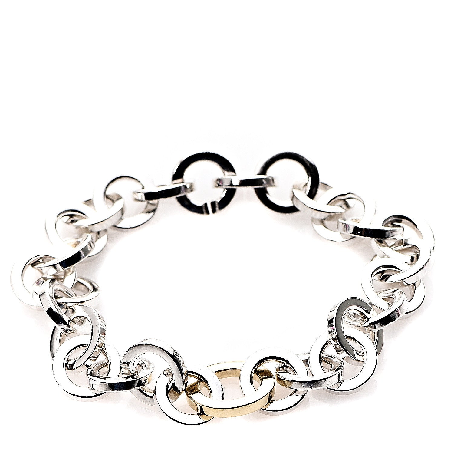 Tiffany Sterling Silver 18K Yellow Gold Circle Link Bracelet 1 of 4