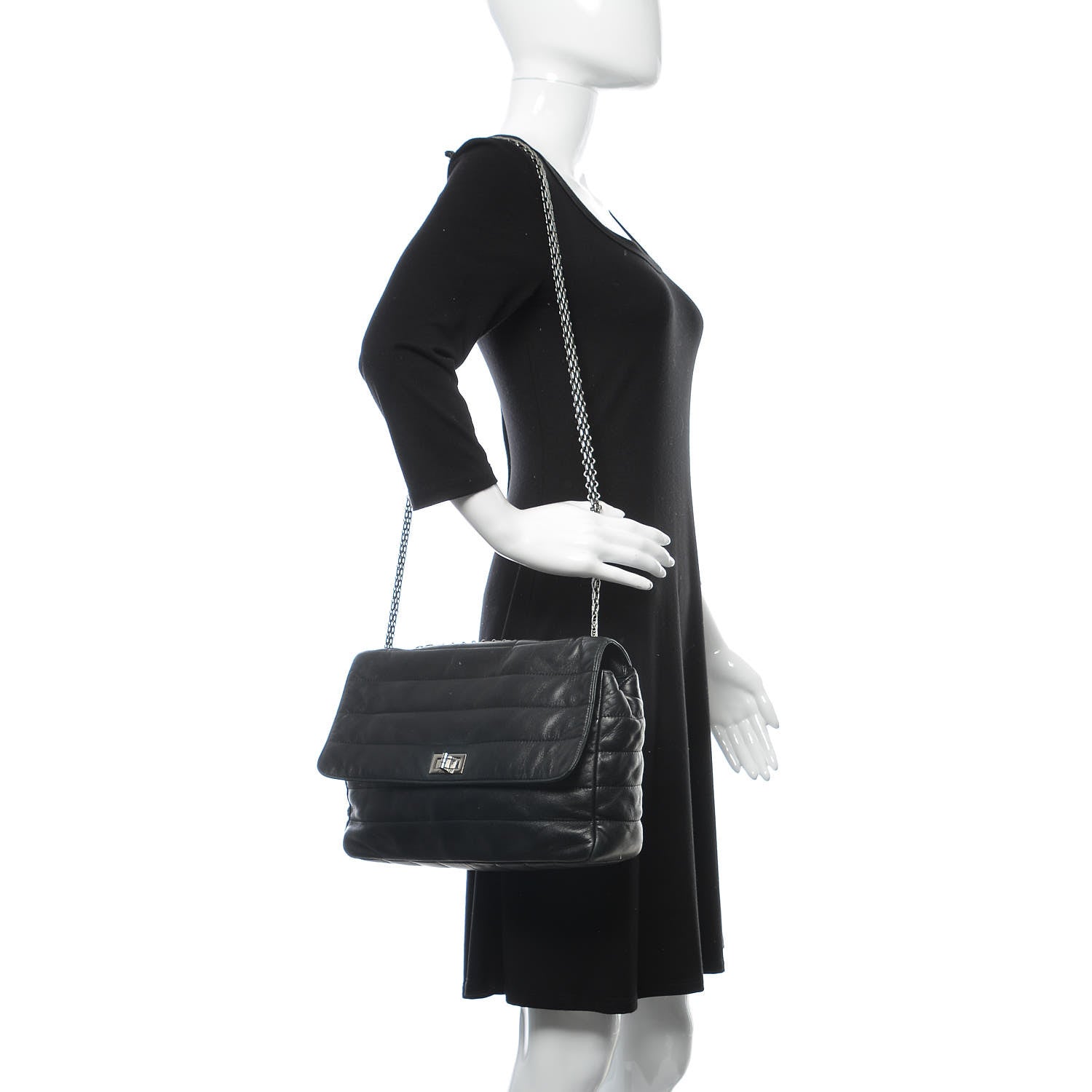 Chanel Lambskin Horizontal Quilt Mademoiselle Flap Black 2 of 10