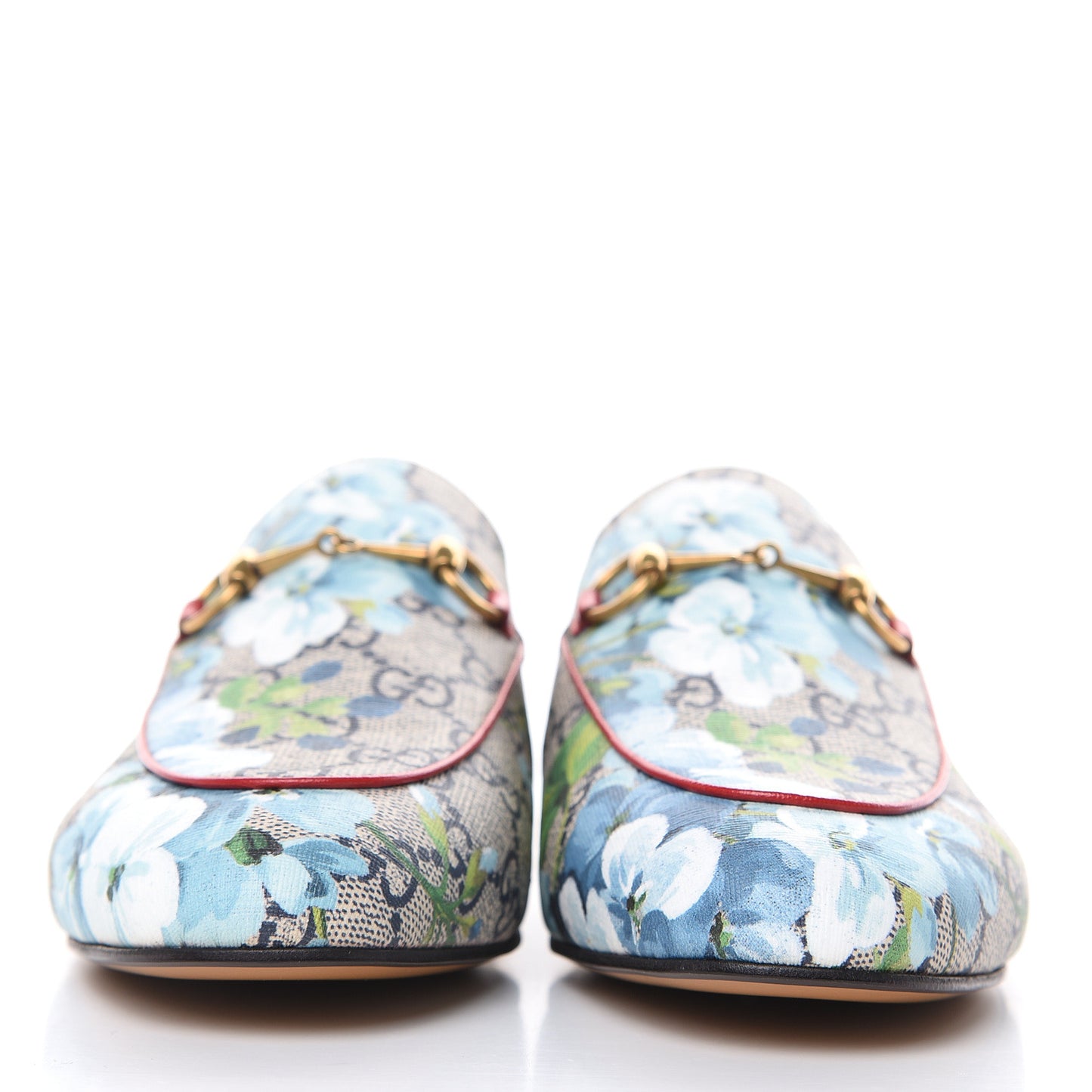 GG Supreme Monogram Blooms Womens Princetown Slippers 38 Beige Blue Navy Hibiscus Red