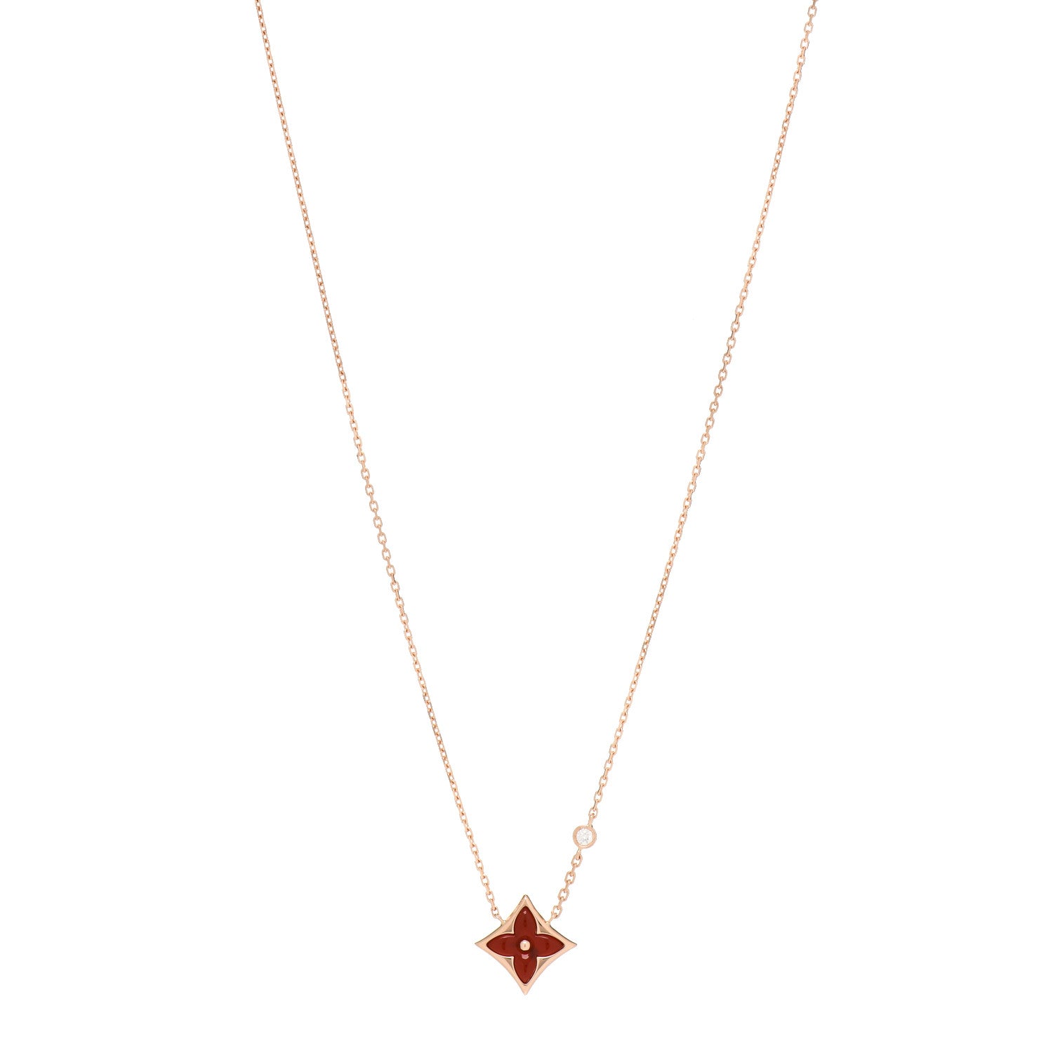Louis Vuitton 18K Pink Gold Diamond Carnelian Color Blossom BB Star Pendant Necklace 1 of 5
