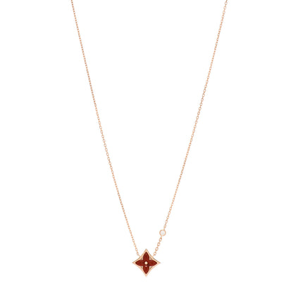 Louis Vuitton 18K Pink Gold Diamond Carnelian Color Blossom BB Star Pendant Necklace 1 of 5