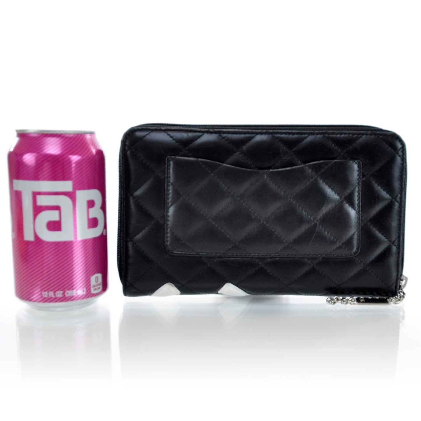 Calfskin Cambon Zip Around Organizer Wallet Black White