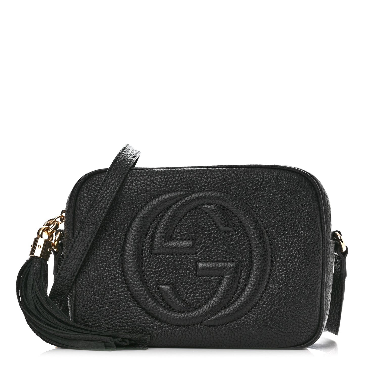 Pebbled Calfskin Small Soho Disco Bag Black