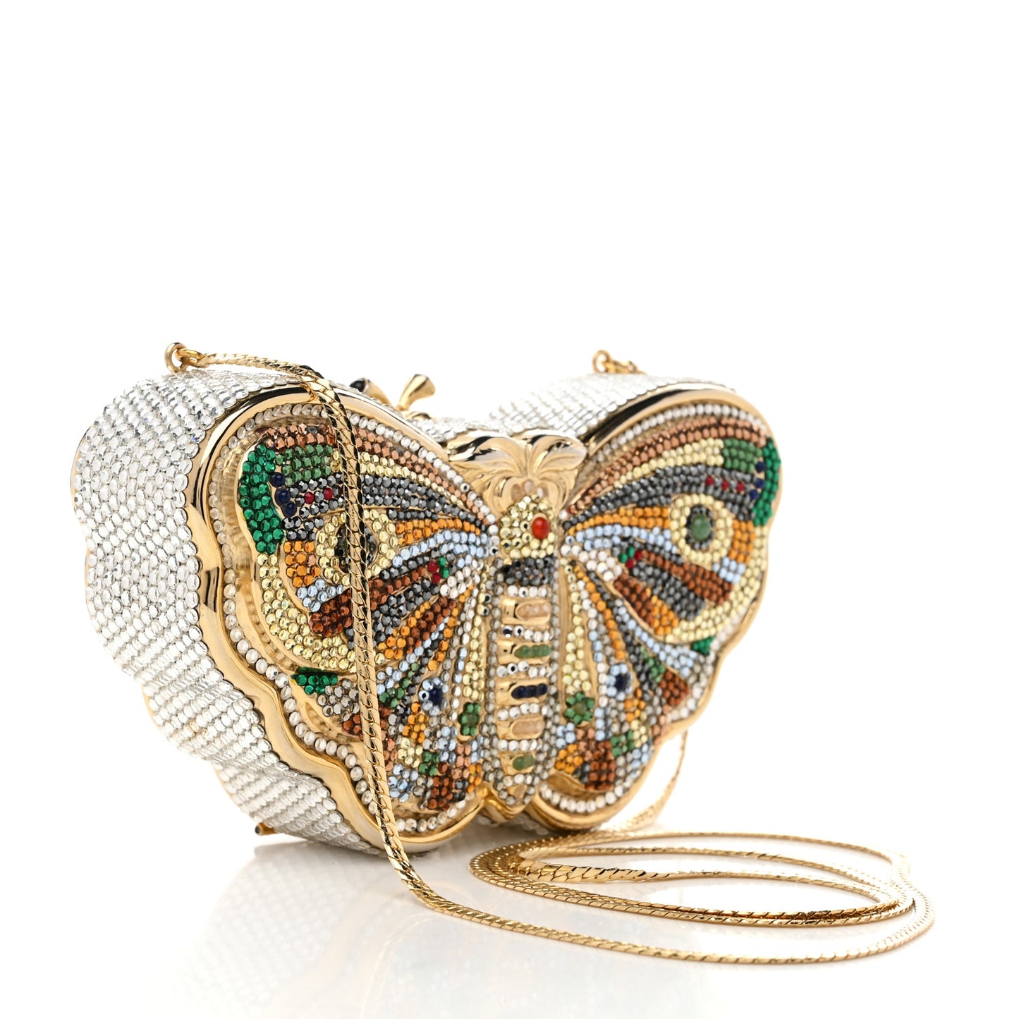 Crystal Butterfly Celestrina Minaudiere Clutch Gold Multicolor
