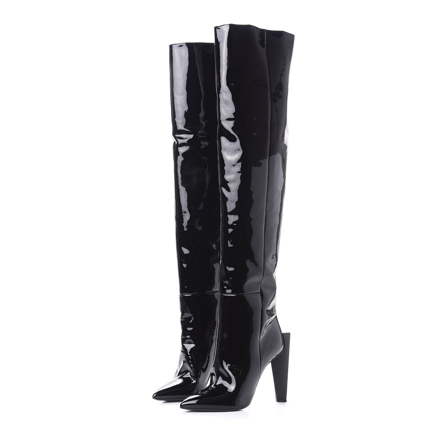 Patent Over The Knee Boots 38 Black