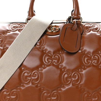 Gucci Calfskin GG Matelasse Medium Duffle Bag Peanut Brown 7 of 11