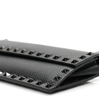 Valentino Garavani Grained Calfskin Rockstud Flap Wallet On Chain Black 8 of 8