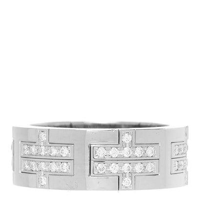 Hermes 18K White Gold Diamond Kilim Band Ring 52 6 3 of 5