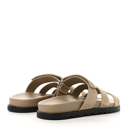 Hermes Suede Goatskin Chaine d'Ancre Womens Chypre Sandals 37 Beige Sable 4 of 11