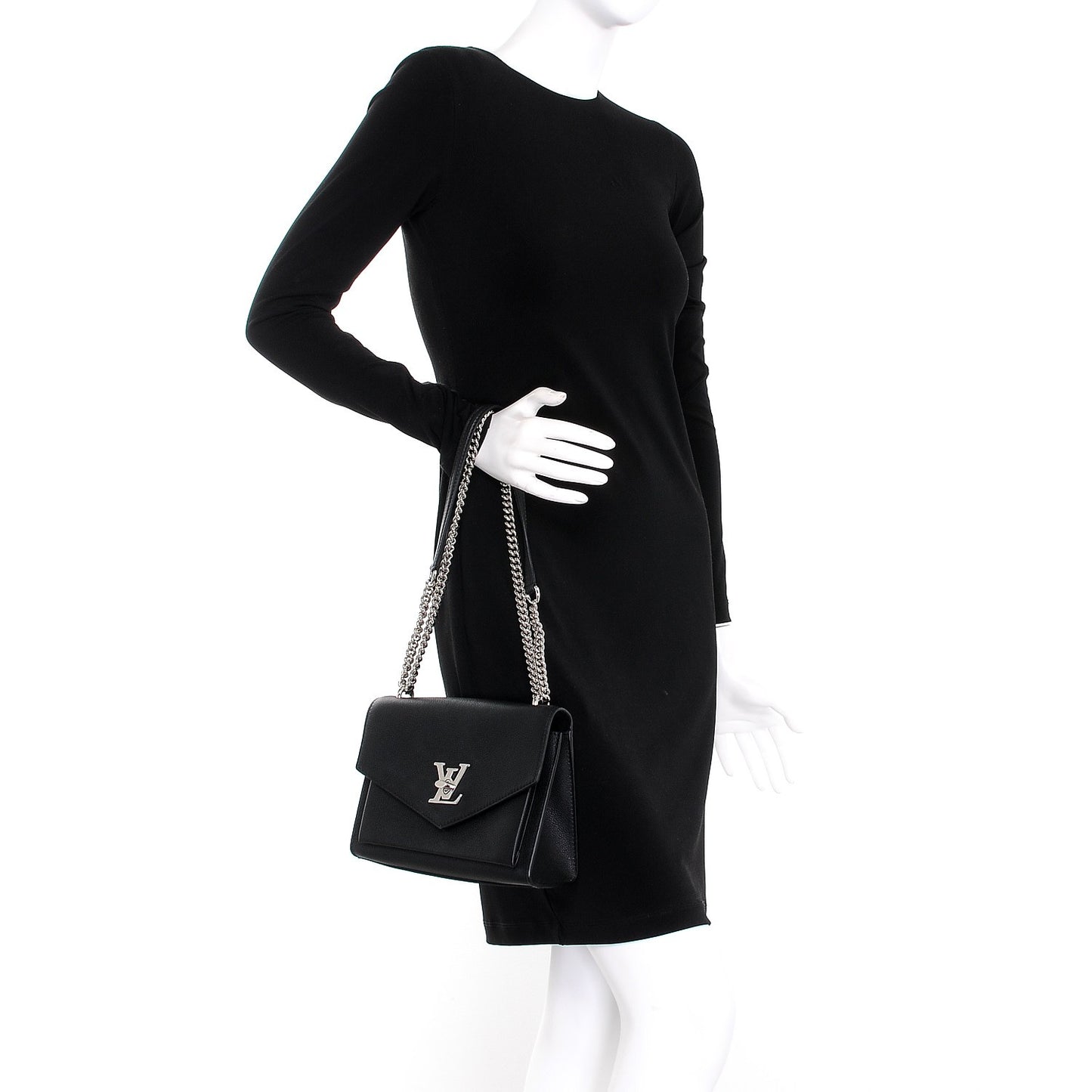 Soft Calfskin My Lockme Chain Bag BB Black