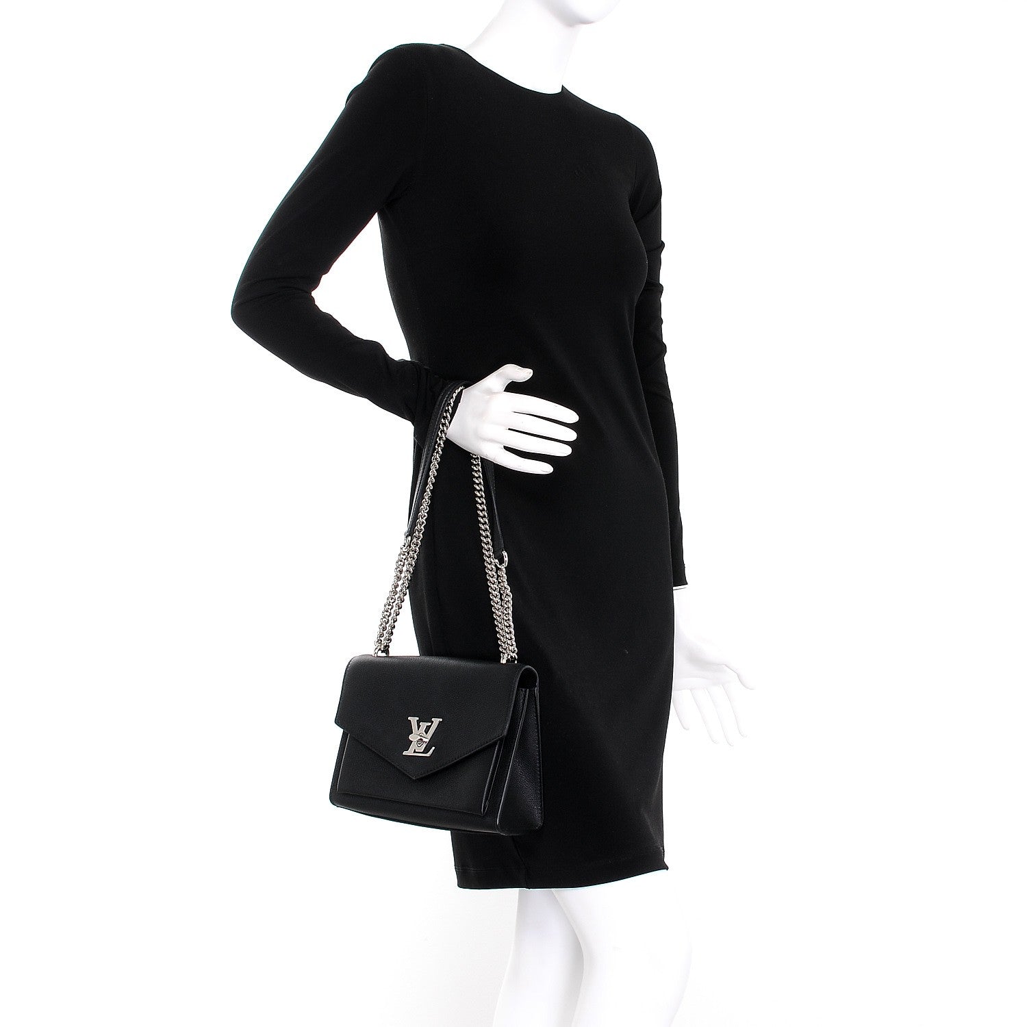 Louis Vuitton Soft Calfskin My Lockme Chain Bag BB Black 3 of 8