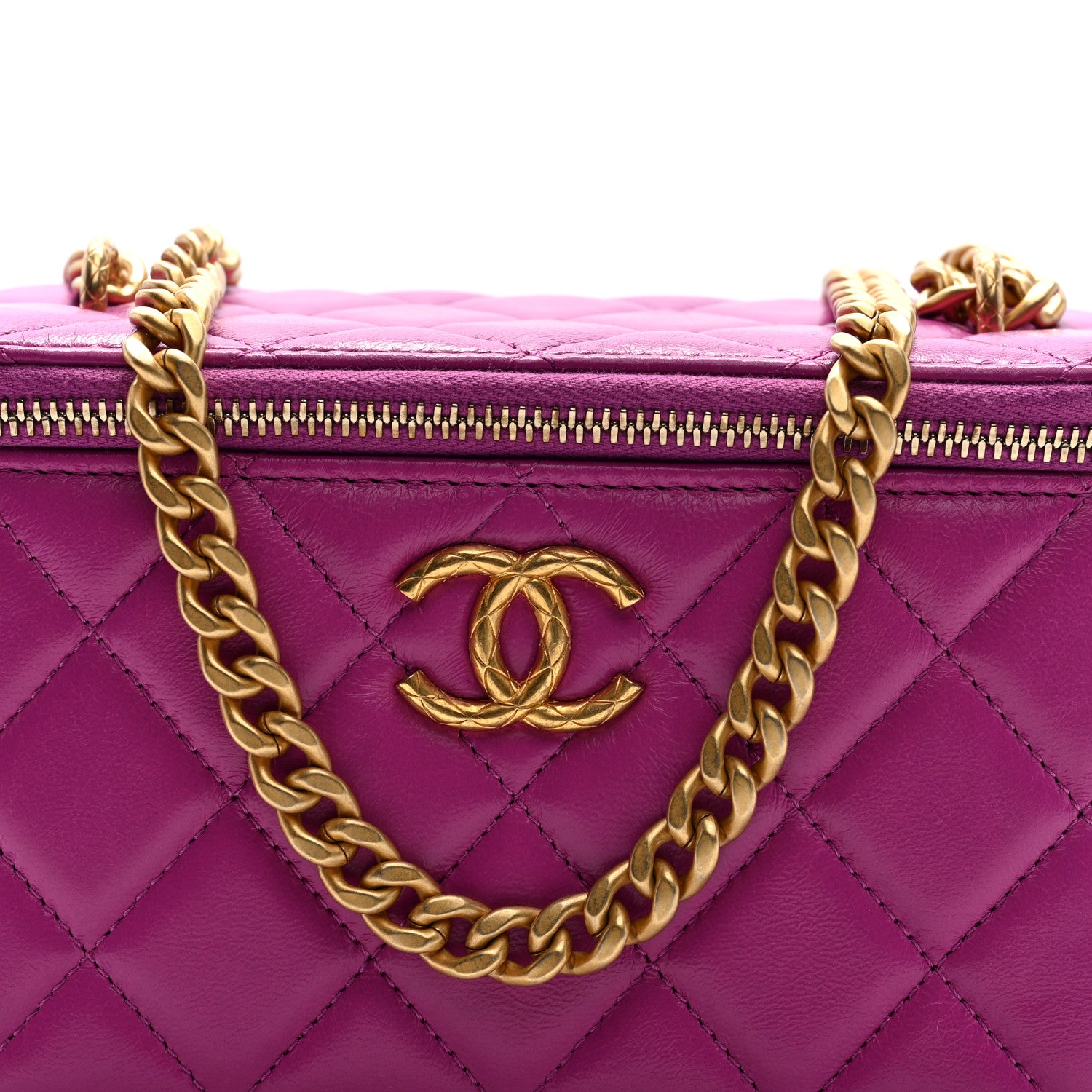 Chanel Lambskin Quilted Small Pillow Crush Vanity Case With Chain Purple 8 of 10