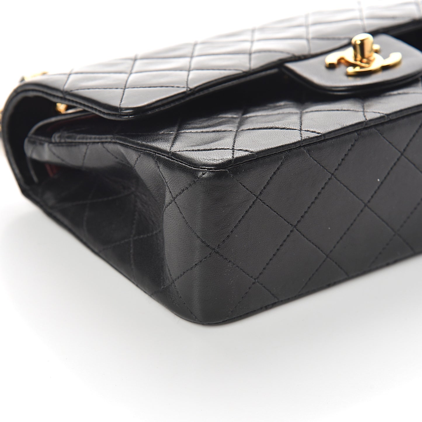 Lambskin Quilted Small Double Flap Black