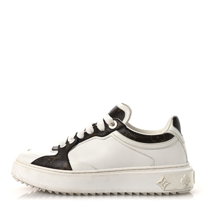 Louis Vuitton Calfskin Embossed Monogram Time Out Sneakers 36 White 1 of 13