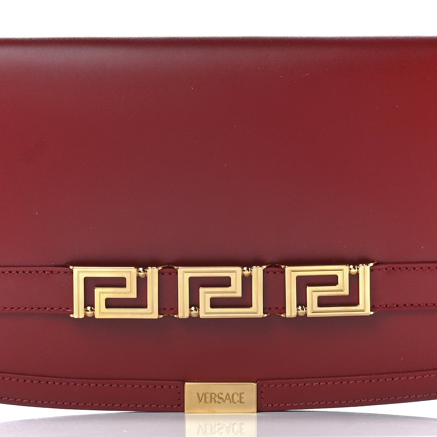 Versace Calfskin Large Greca Goddess Clutch Red 9 of 12